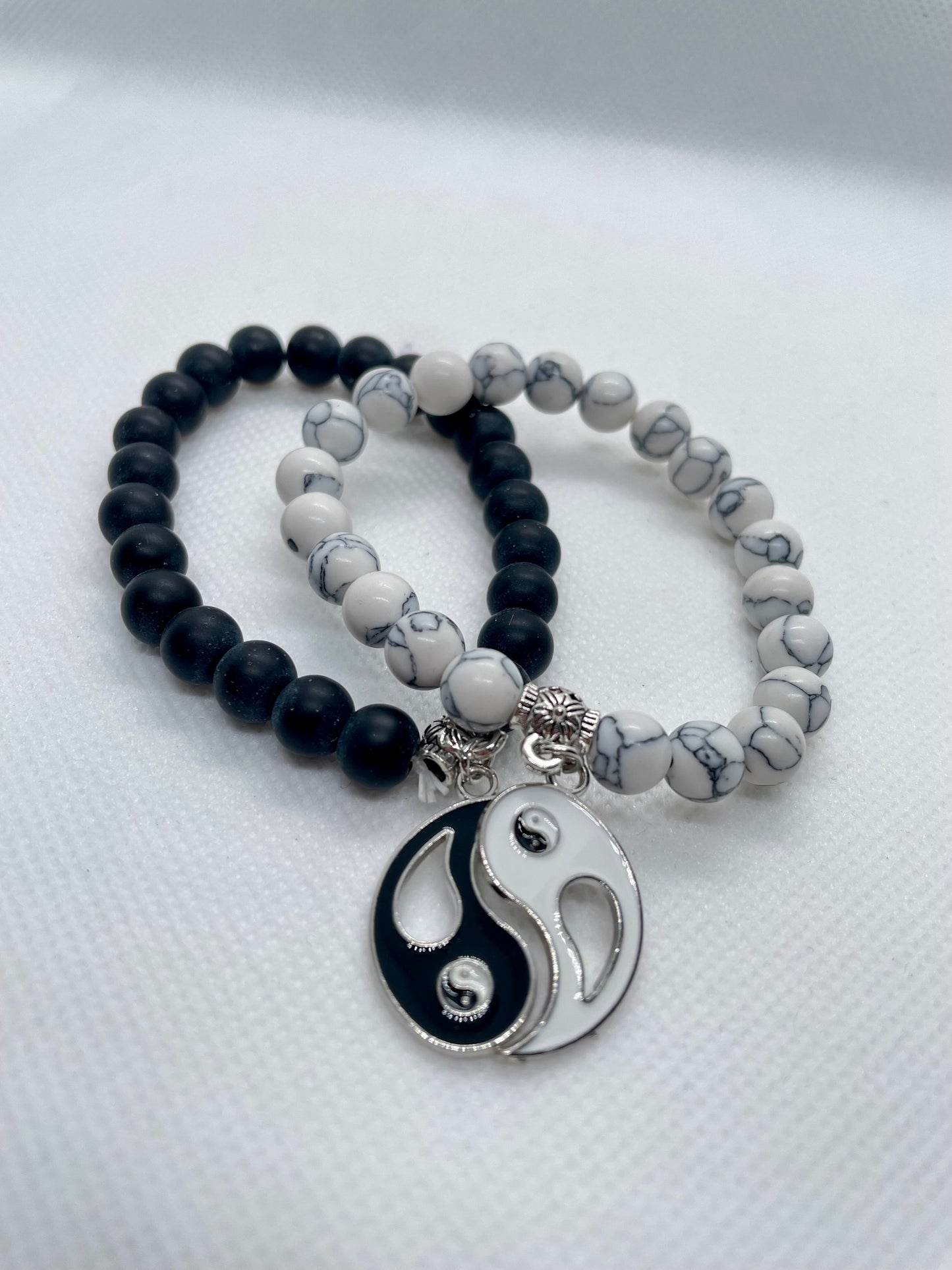 Pulseira Dupla Howlita Yin Yang