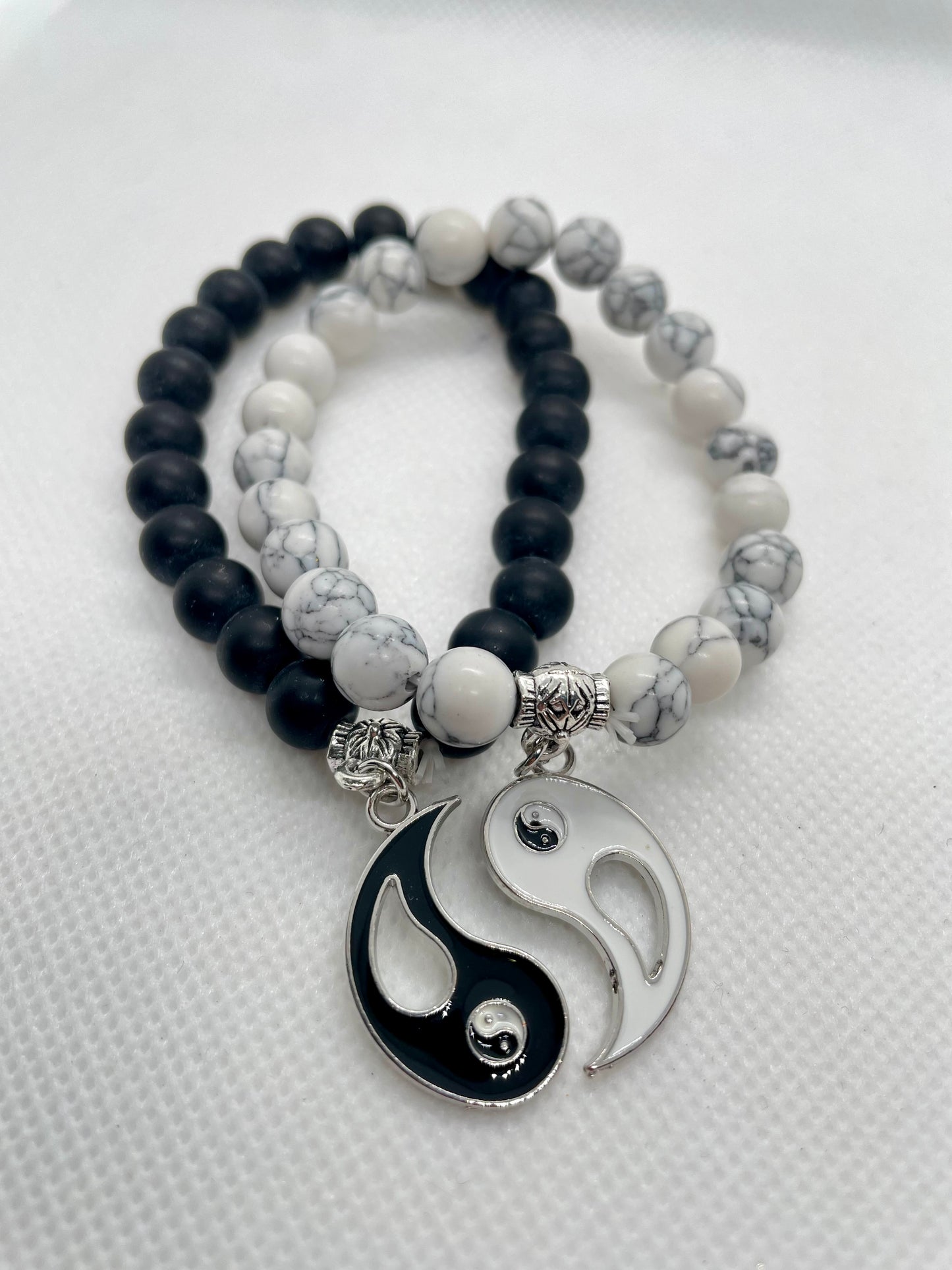 Pulseira Dupla Howlita Yin Yang