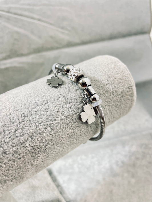 Bracelet Trèfle Porte-Bonheur - Acier