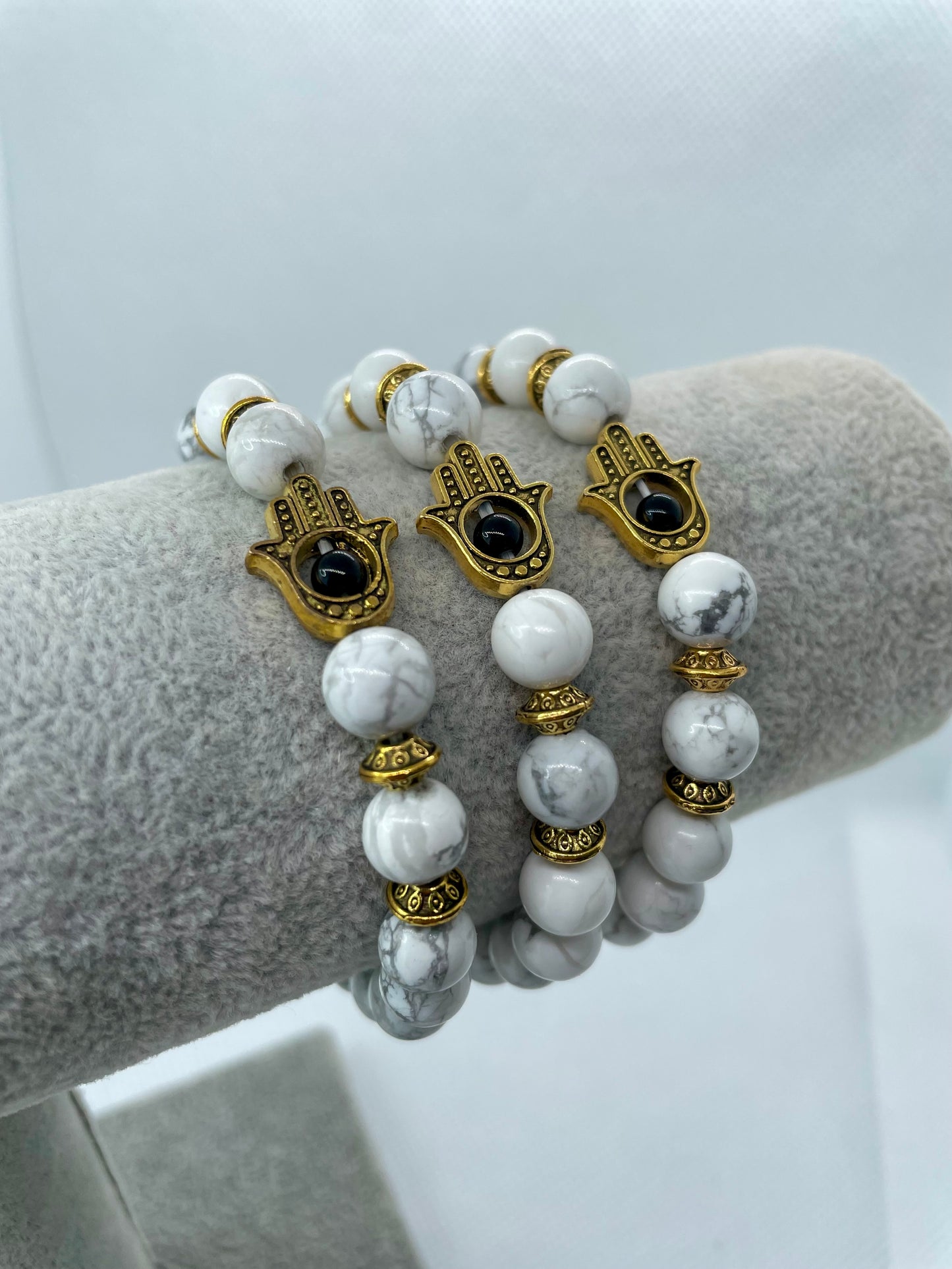 Bracelet Hamsa - Pierre Howlite