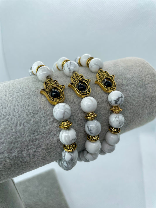Bracelet Hamsa - Pierre Howlite