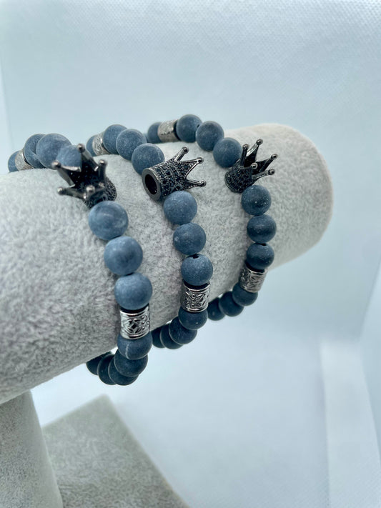 Bracelet Couronne de Cristal - Agate Noire