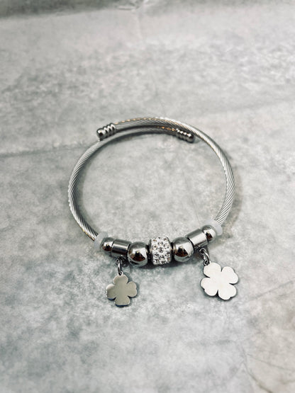 Bracelet Trèfle Porte-Bonheur - Acier