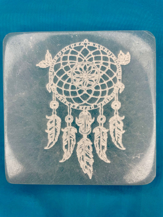 Base Selenite Caça-Sonhos Quadrangular 10x10