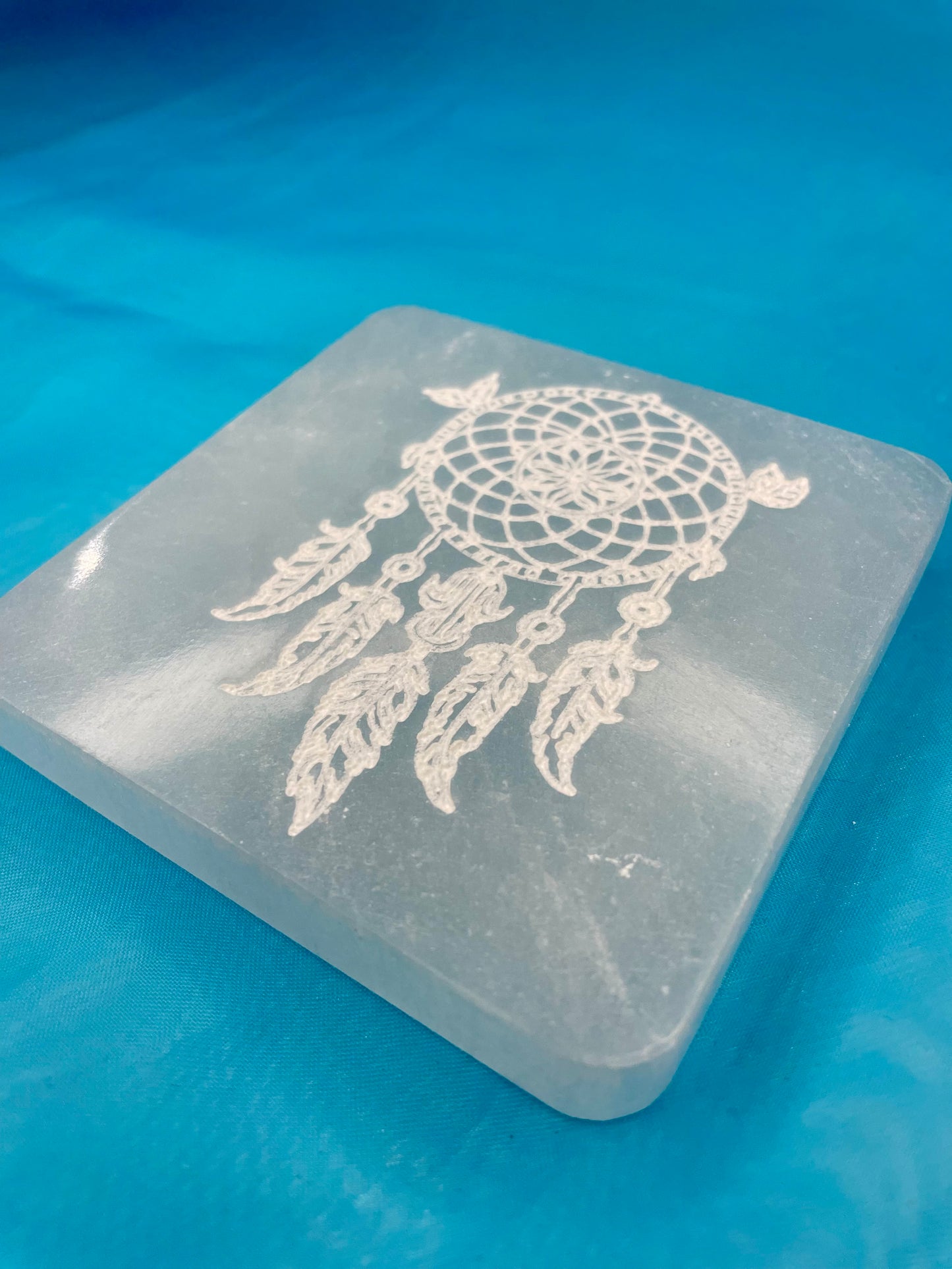 Base Selenite Caça-Sonhos Quadrangular 10x10