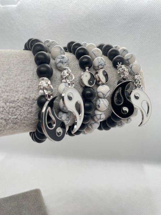 Pulseira Dupla Howlita Yin Yang